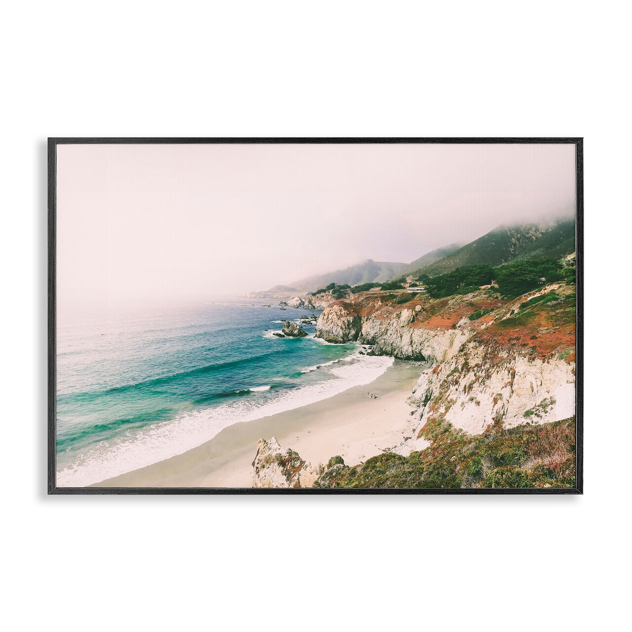 Stupell Industries California Bay Coastline Black Framed Giclee Art, design by Sisi and Seb